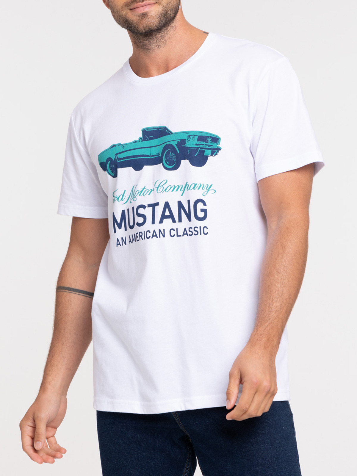 T-shirt blanc Ford Mustang homme
