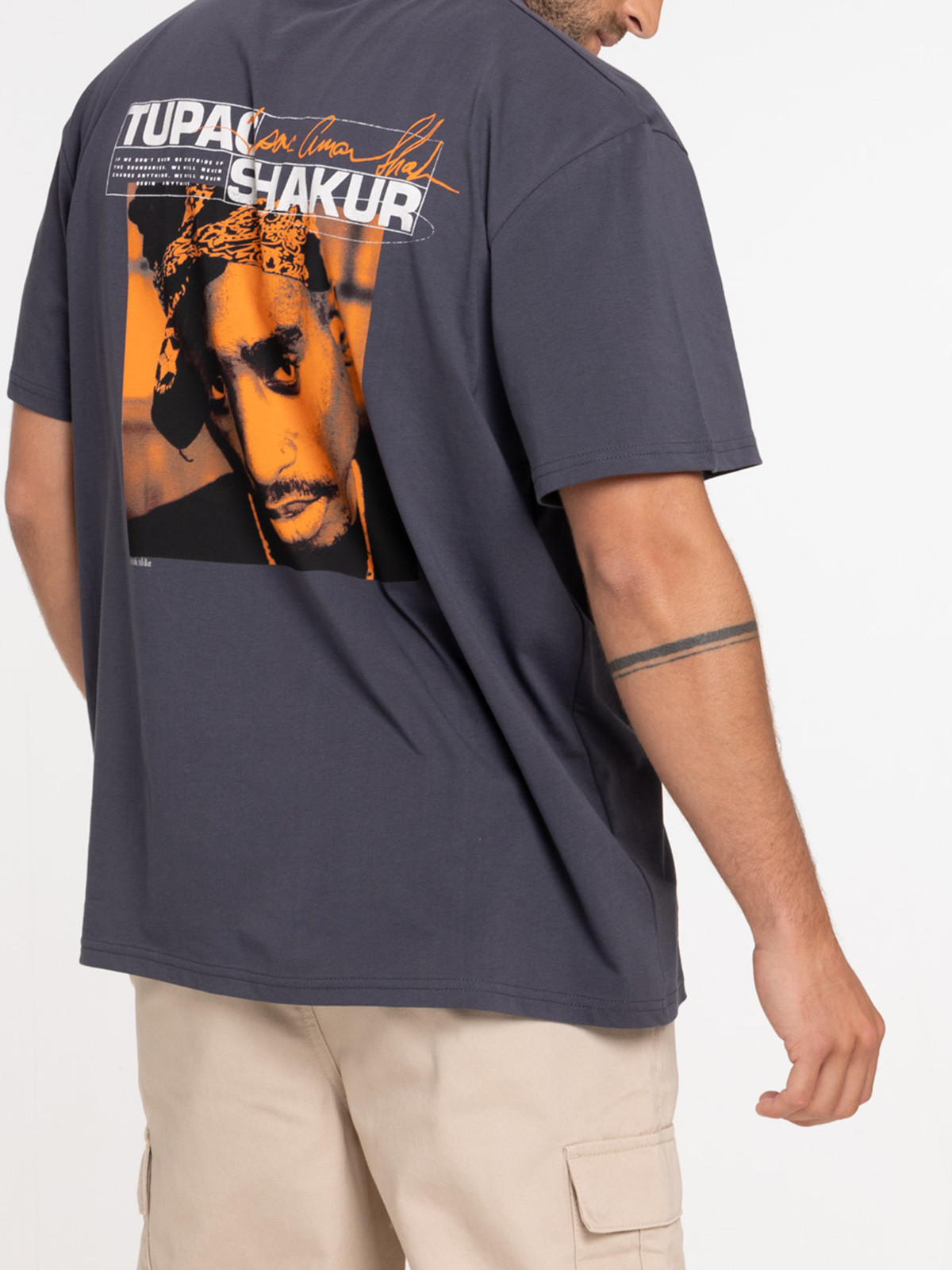 T-shirt TUPAC gris anthracite homme
