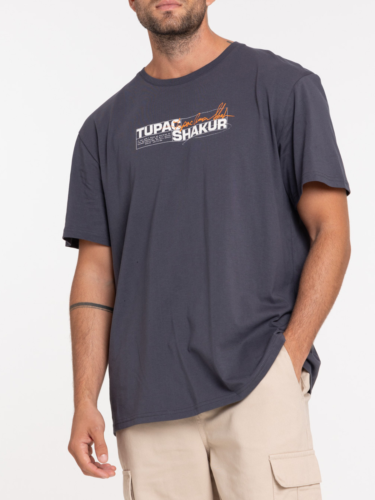 T-shirt TUPAC gris anthracite homme