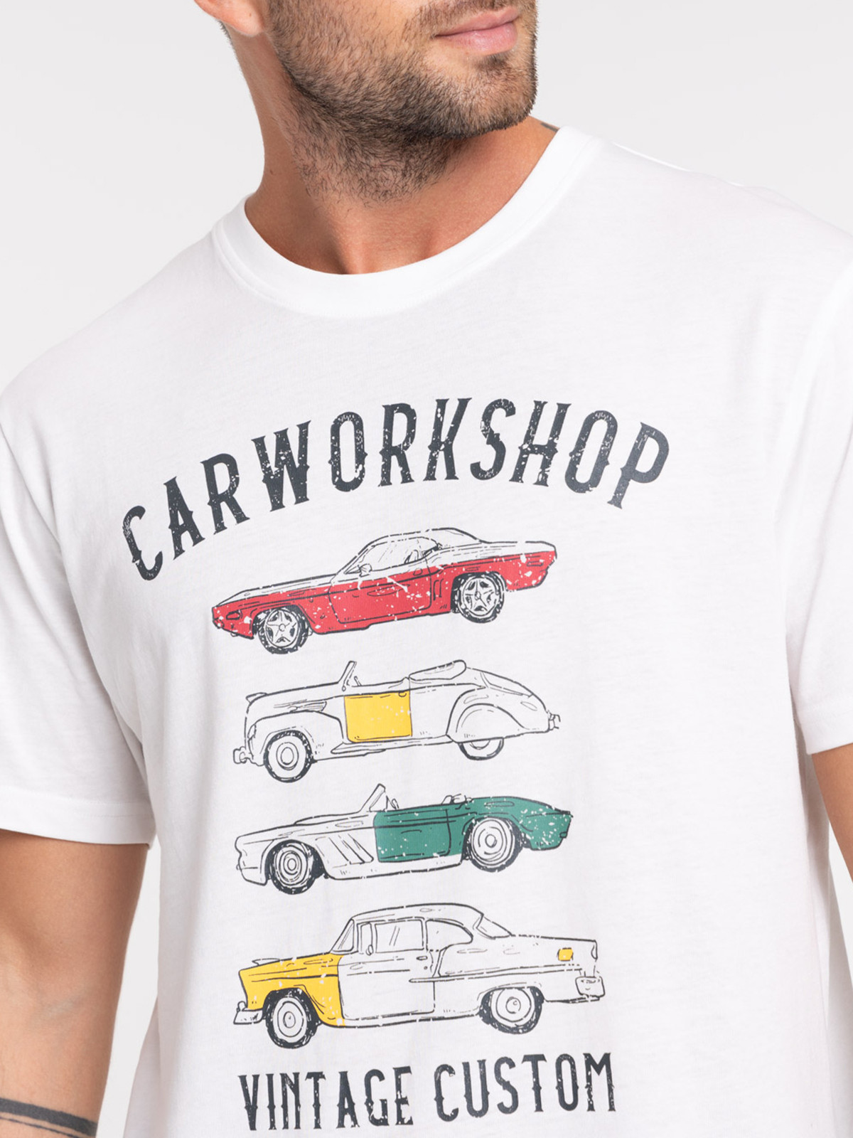 T-shirt voitures coloris écru homme T-shirt voitures coloris écru homme