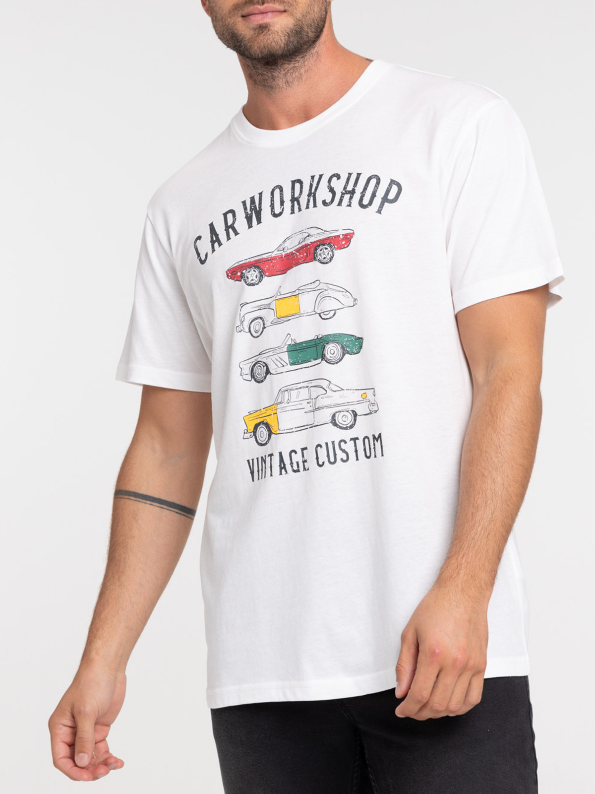 T-shirt voitures coloris écru homme T-shirt voitures coloris écru homme