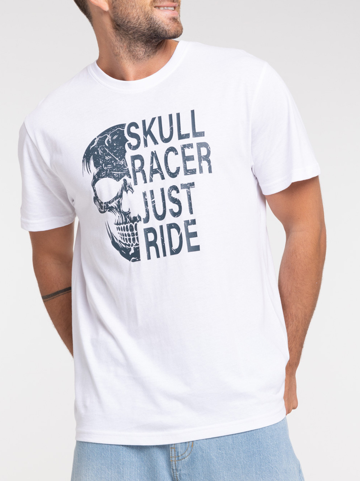 T-shirt blanc motif tête de mort homme T-shirt blanc motif tête de mort homme