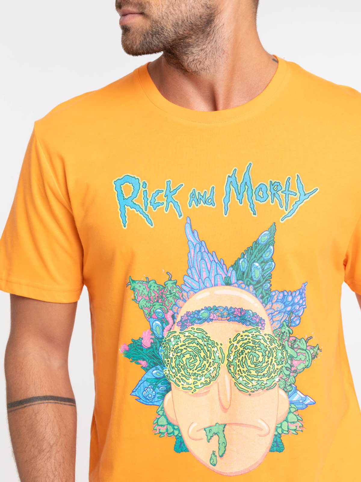 T-shirt orange Rick et Morty homme