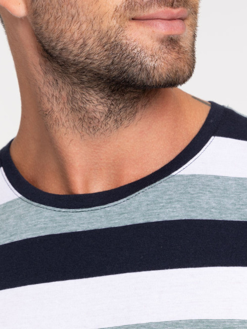T-shirt rayures col rond homme