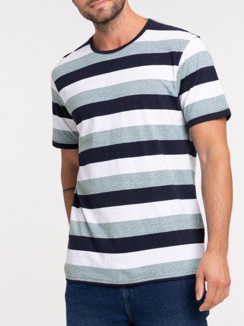 T-shirt rayures col rond homme