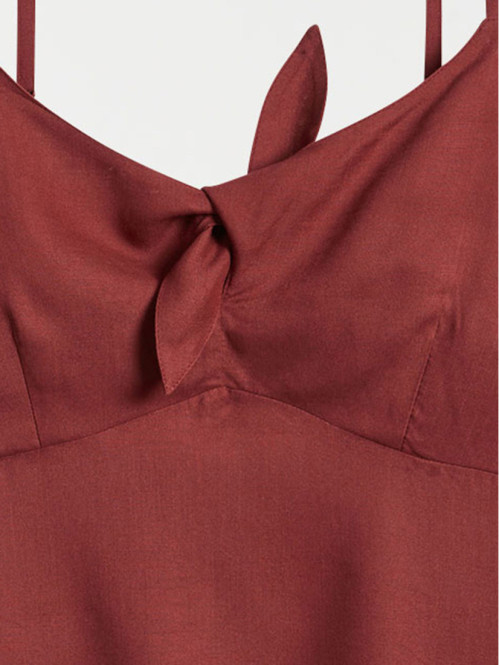 Top col V noeud ébène femme