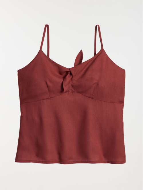 Top col V noeud ébène femme