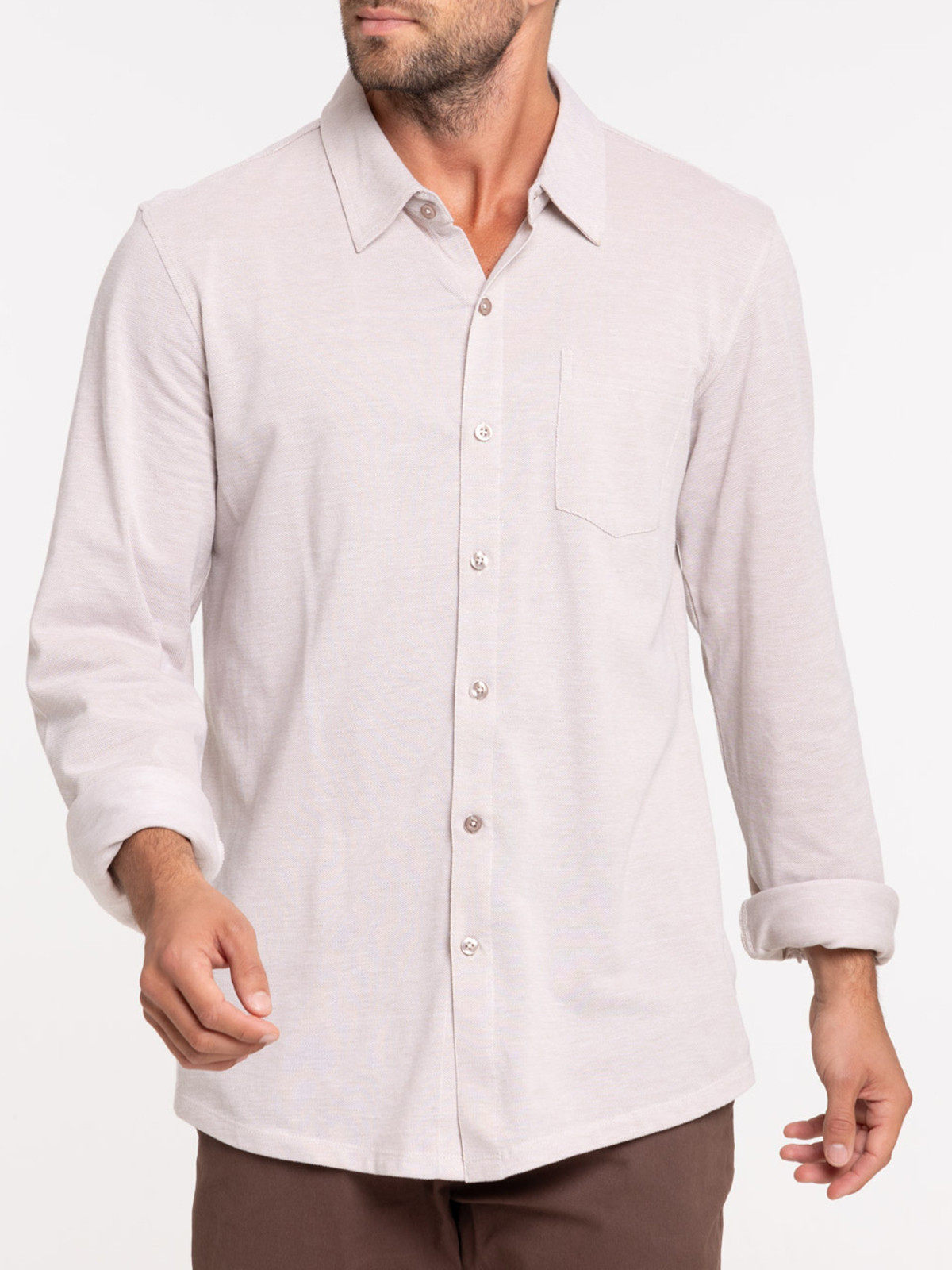 Chemise sable manches longues homme