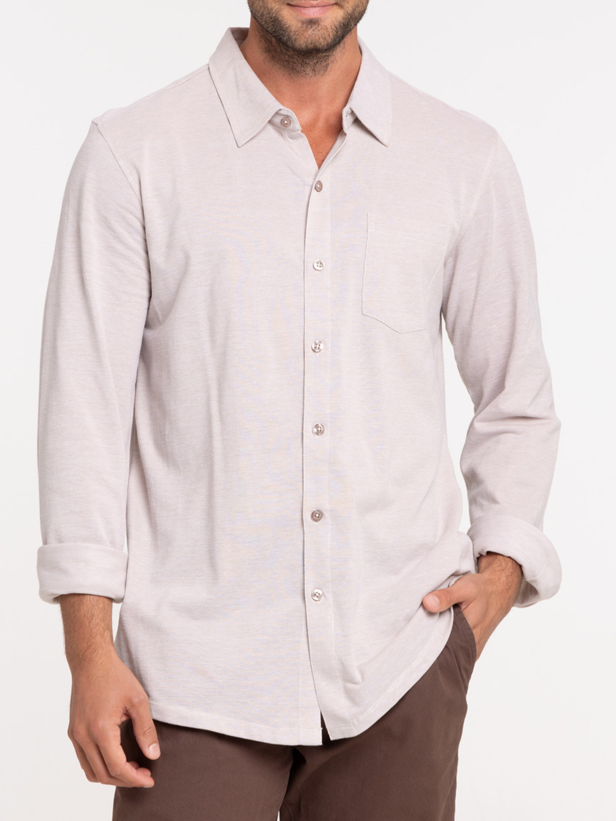 Chemise sable manches longues homme