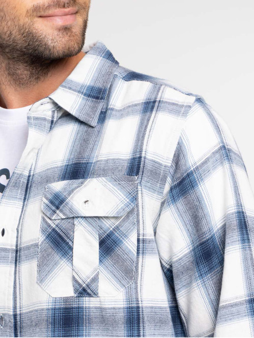 Chemise à carreaux denim homme