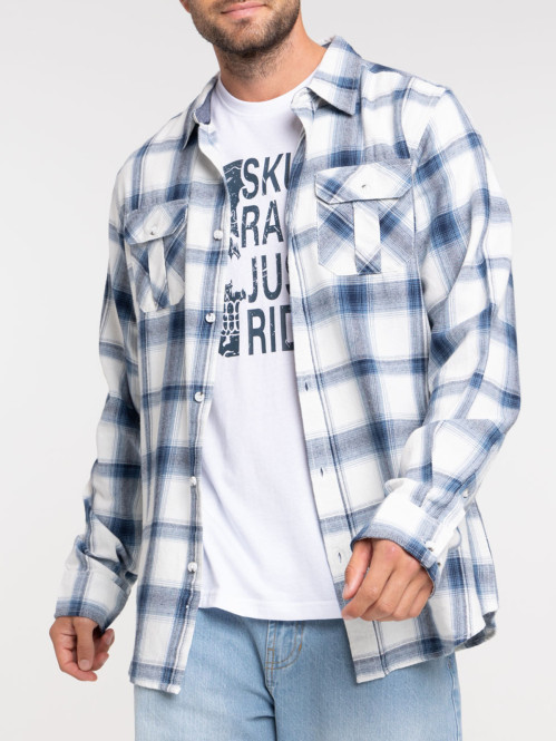 Chemise à carreaux denim homme