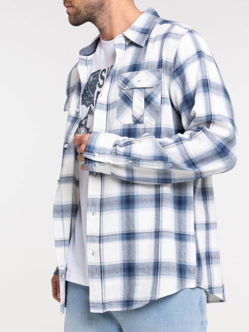 Chemise à carreaux denim homme