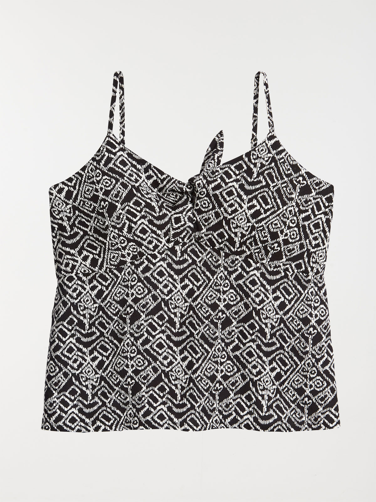 Top col V noeud motif ethnique femme
