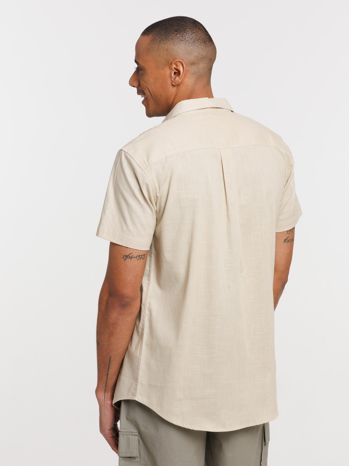 Chemisette beige grisé homme