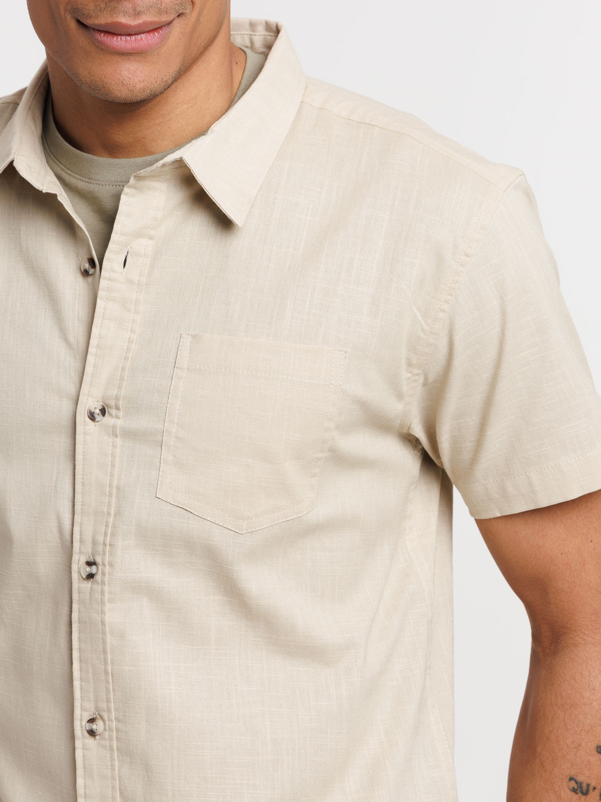 Chemisette beige grisé homme