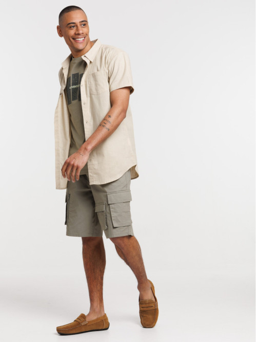 Chemisette beige grisé homme