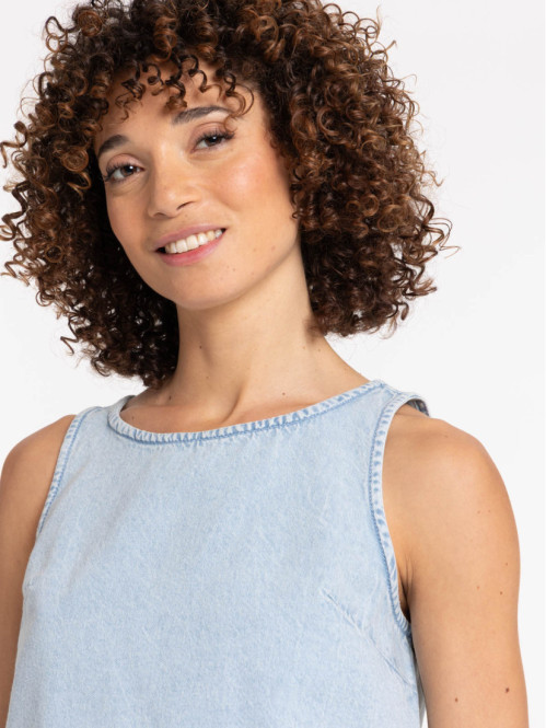 Top denim à bretelles femme