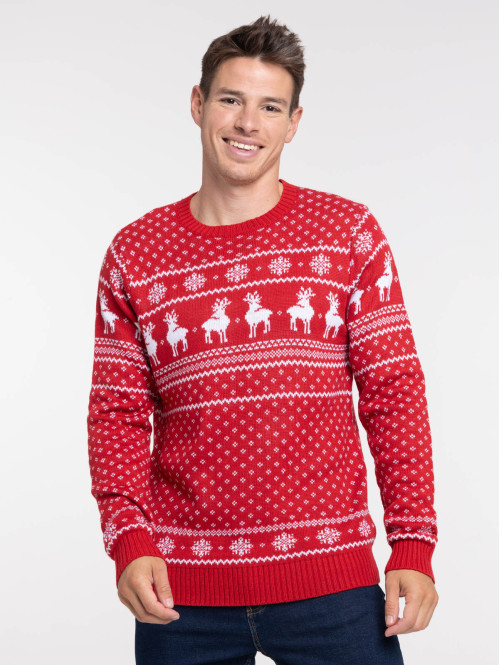 Pull de Noël rouge opéra homme