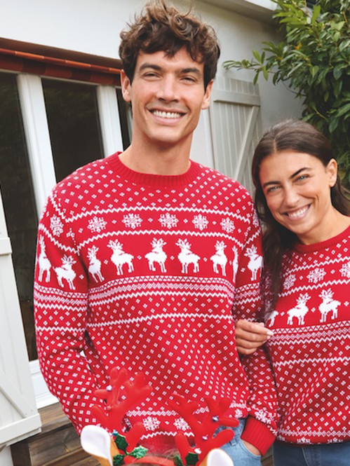 Pull de Noël rouge opéra homme