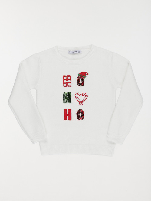 Pull de Noël ho ho ho fille...