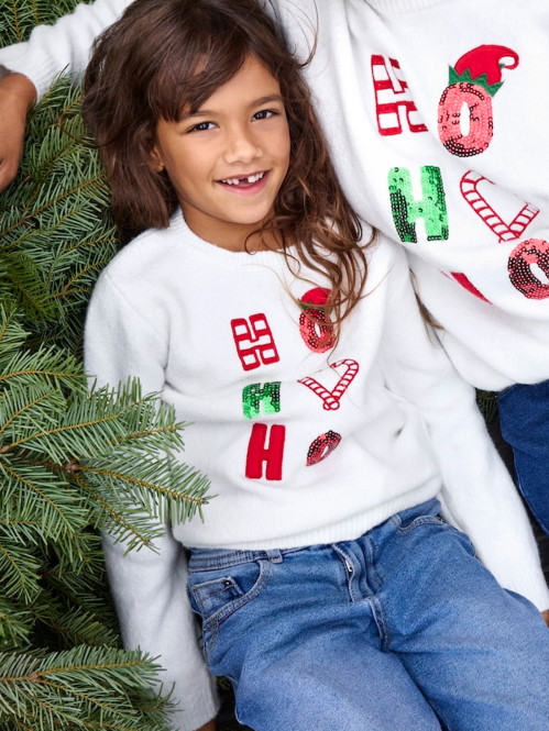 Pull de Noël ho ho ho fille...