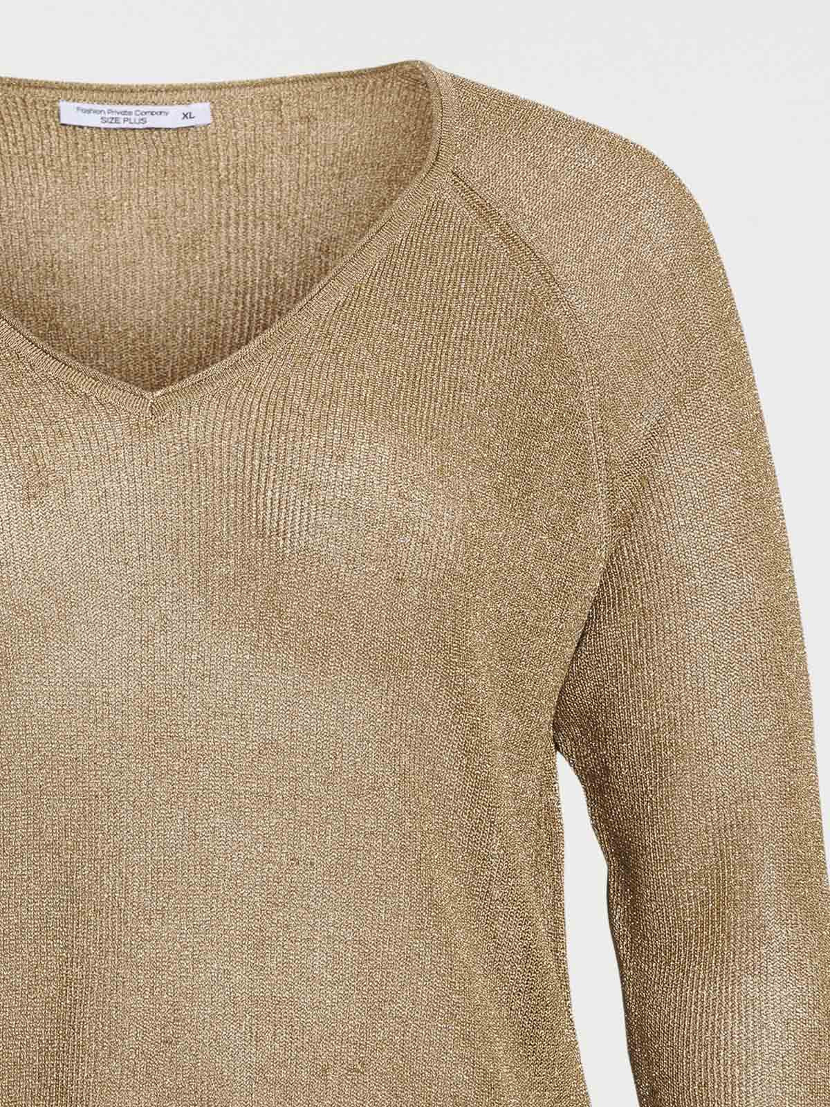 Pull col V caramel grande taille femme Pull col V caramel grande taille femme