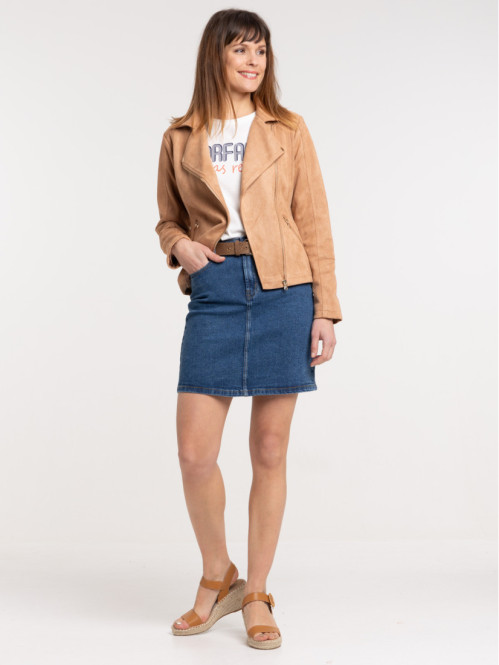 Veste suédine macaron femme