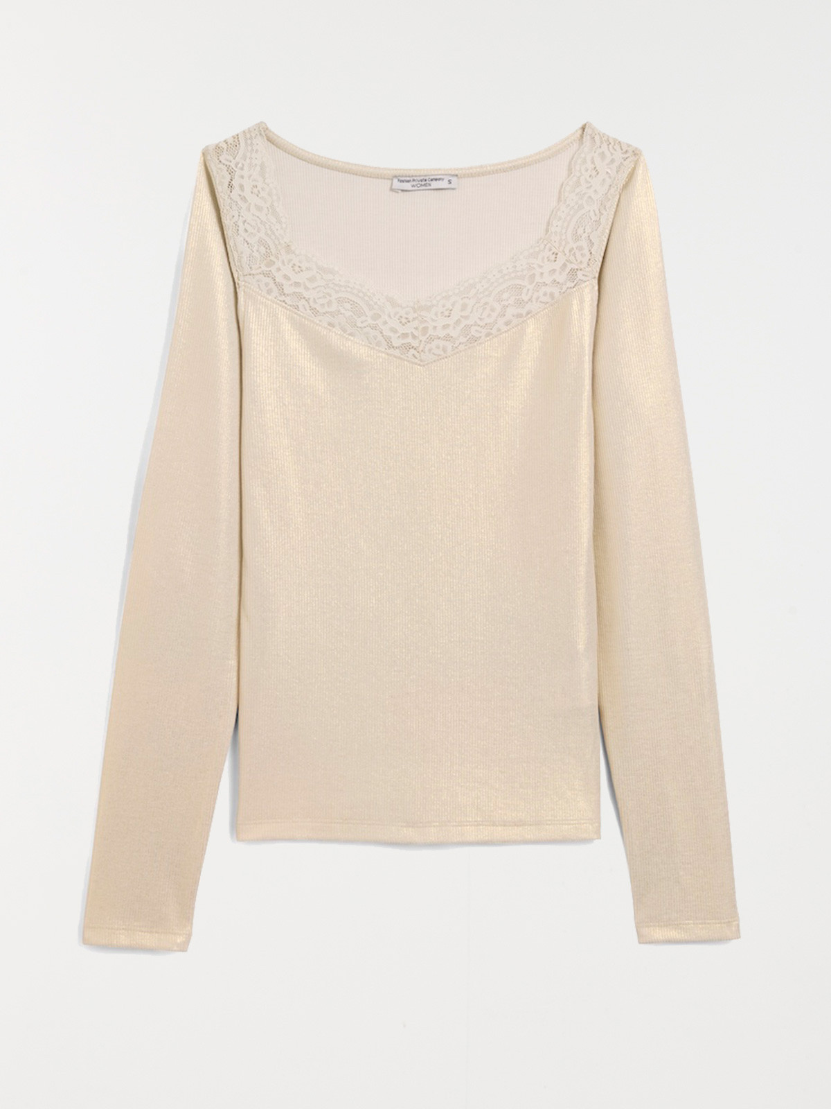 T-shirt écru col V dentelle femme T-shirt écru col V dentelle femme