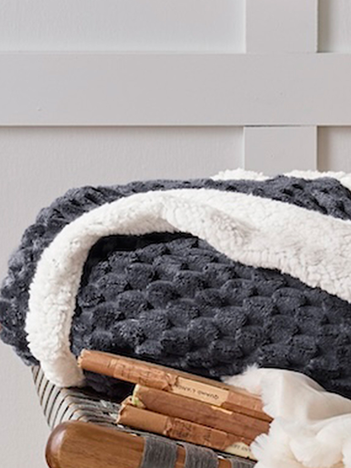 Plaid motif et sherpa 130 x 170 cm