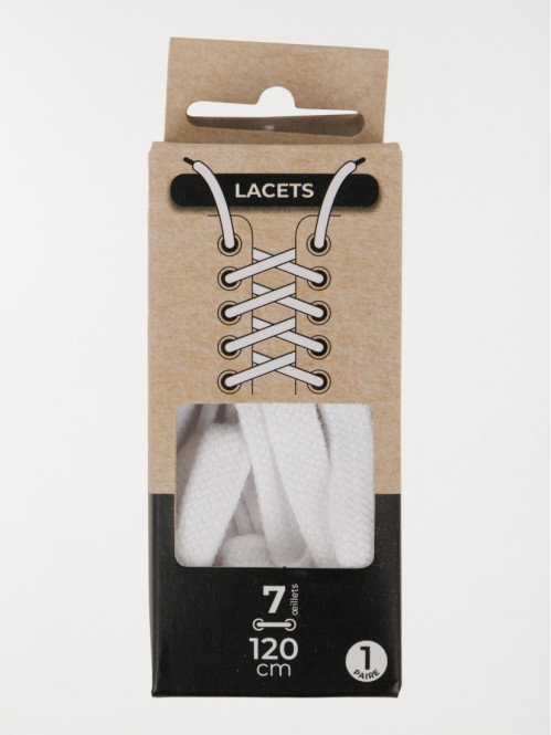 Lacets plats blancs 120 cm...