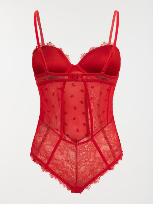 Body dentelle rouge femme...