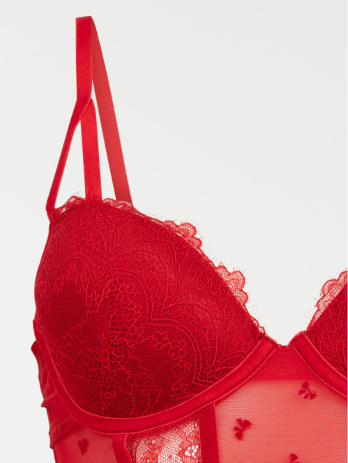 Body dentelle rouge femme...