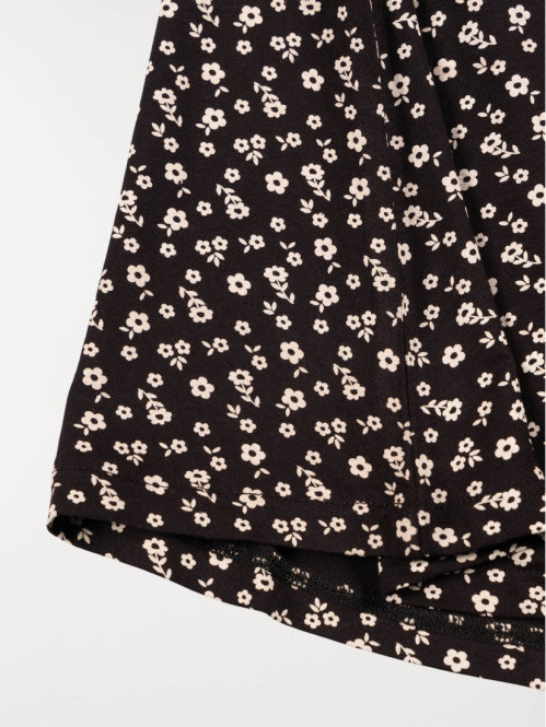 Jupe noire fleurie fille (10-16A)