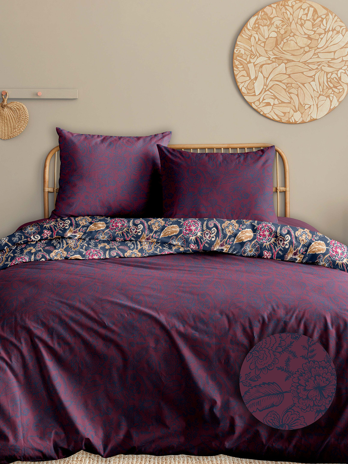 Parure 2 personnes florale 240x220 cm