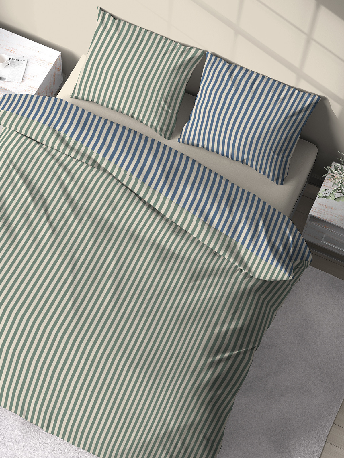 Parure rayée 2 personnes 240x220 cm Parure rayée 2 personnes 240x220 cm