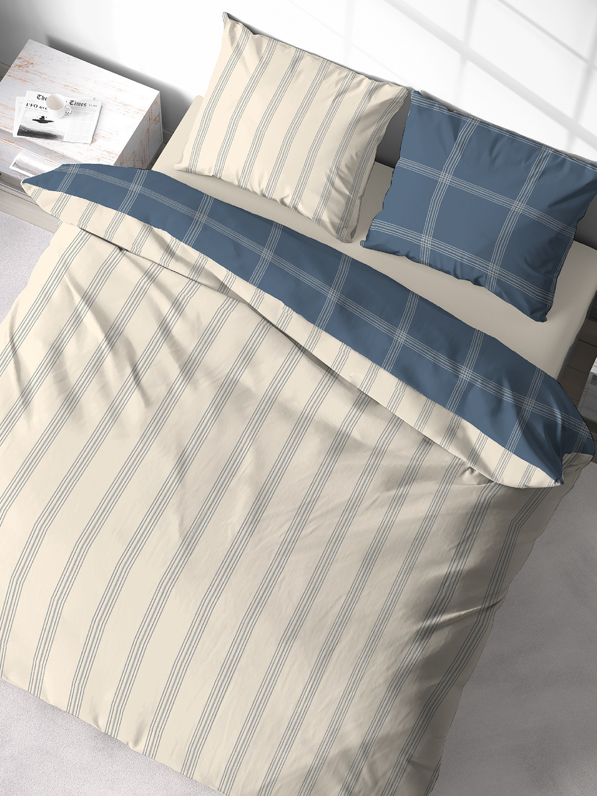 Parure à carreaux 2 personnes 240x220 cm