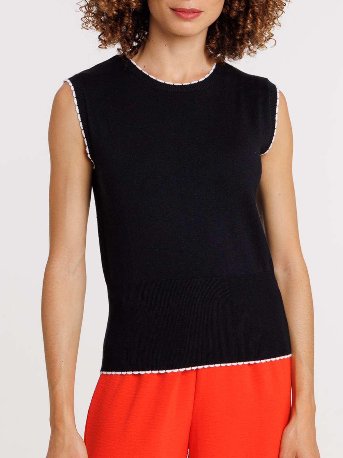 Pull sans manches noir femme