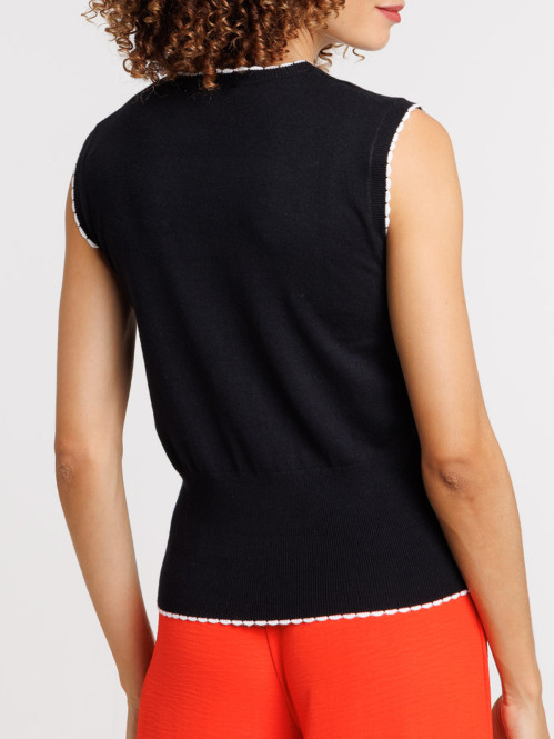 Pull sans manches noir femme