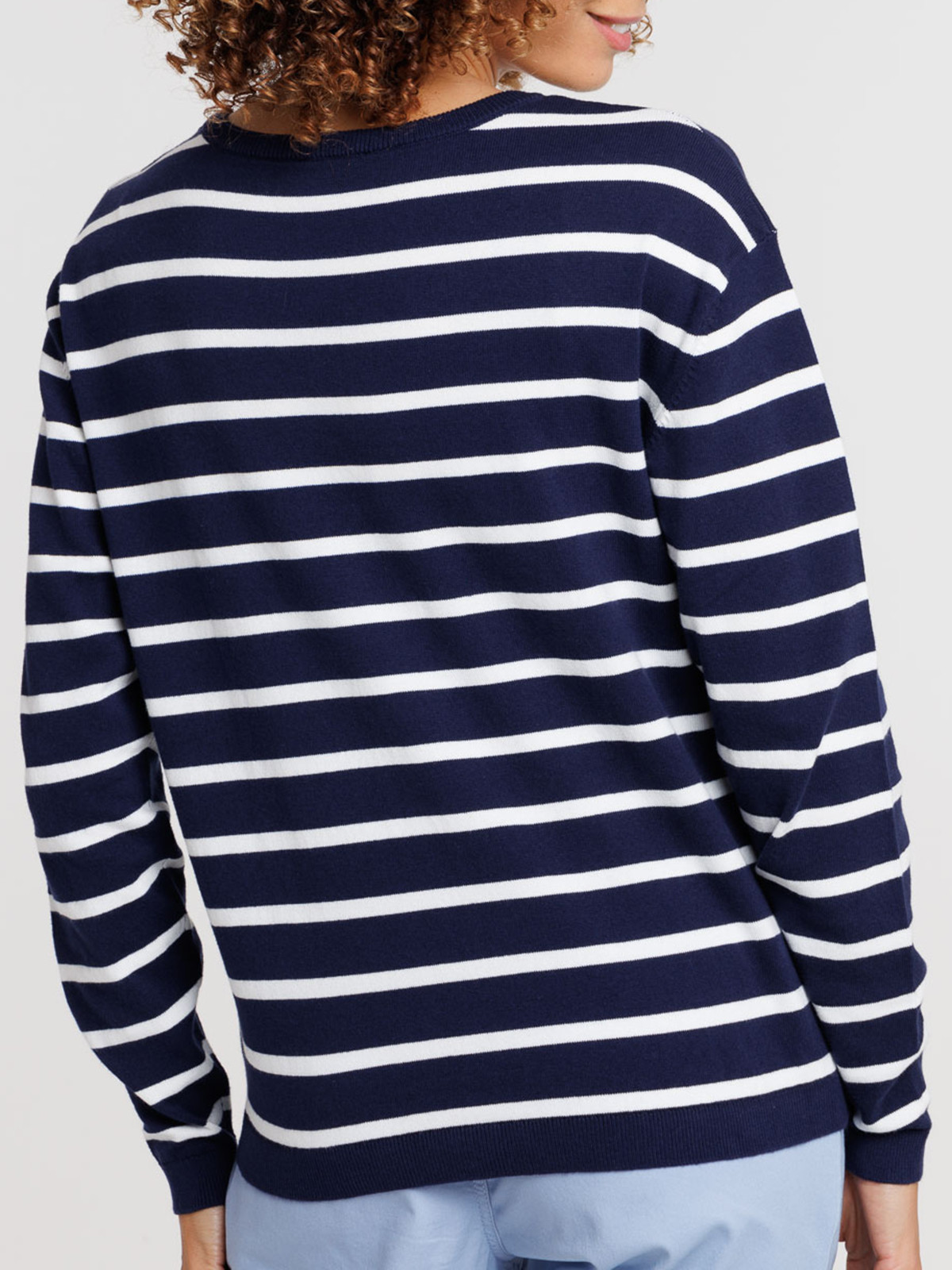 Pull officier col rond rayé femme