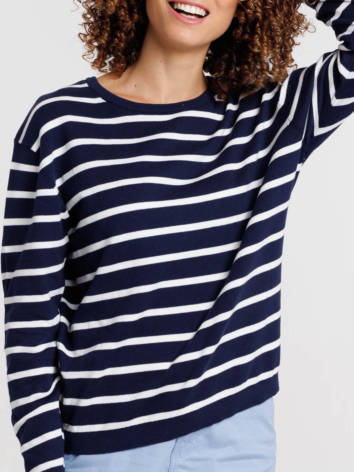 Pull officier col rond rayé femme