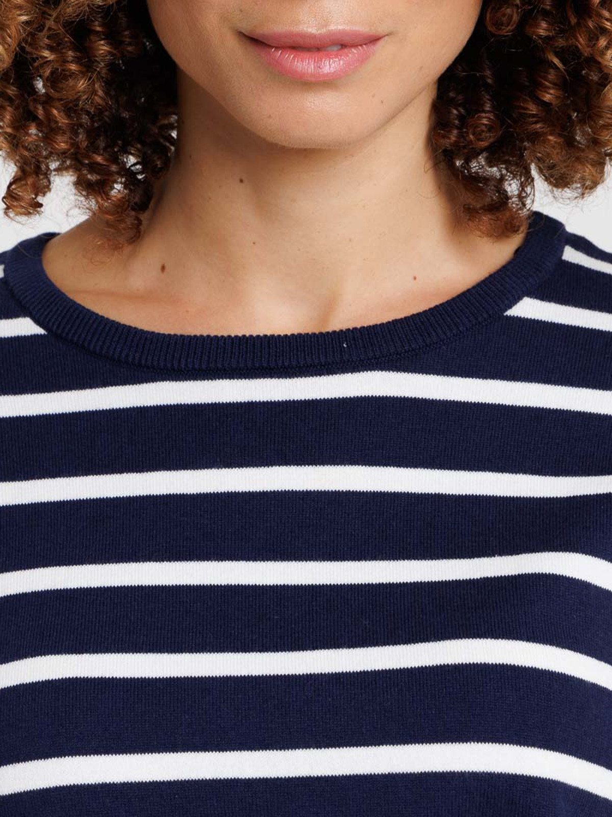 Pull officier col rond rayé femme