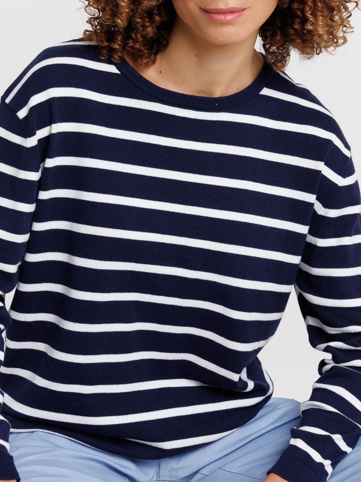 Pull officier col rond rayé femme