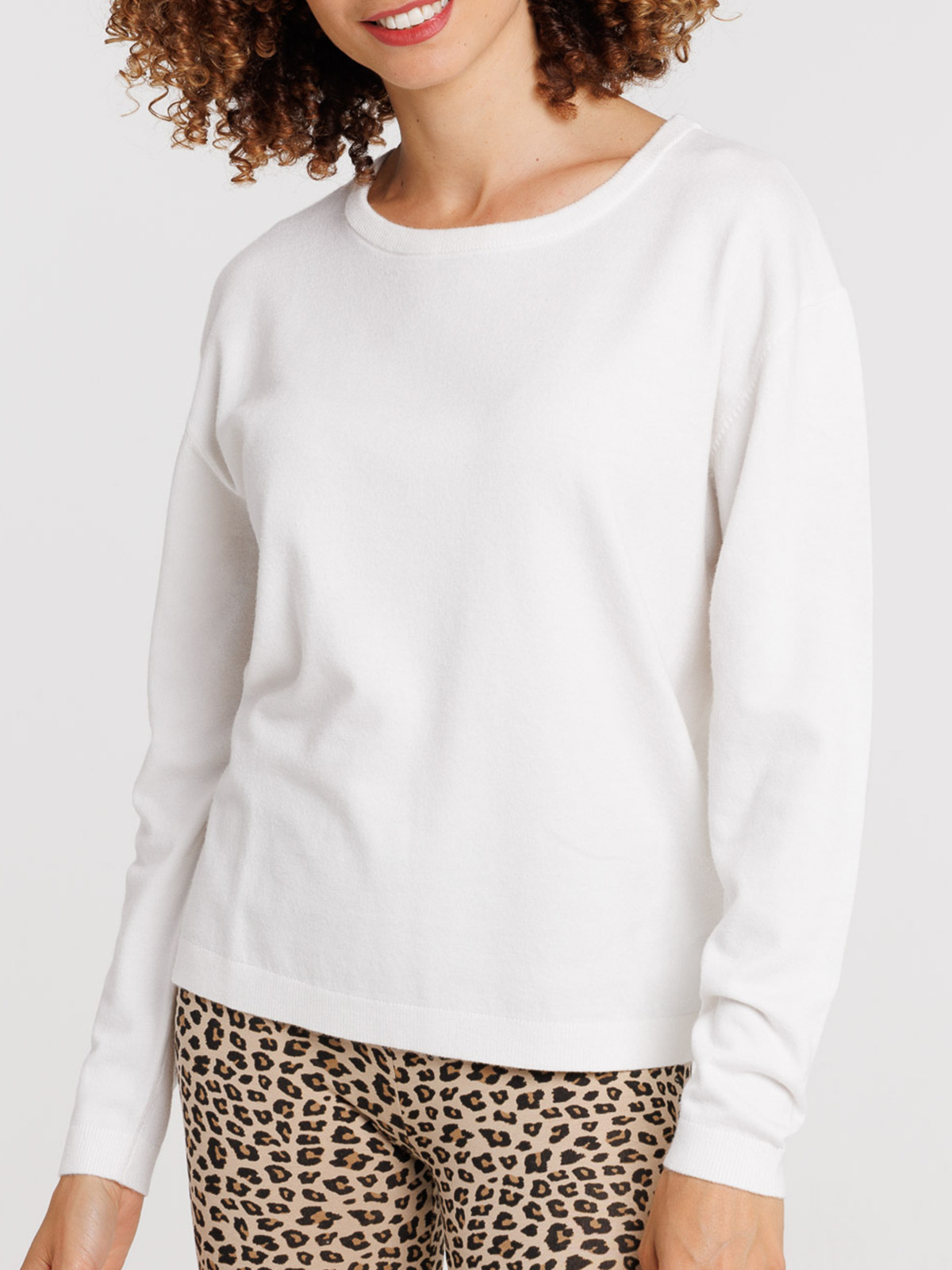 Pull col rond écru femme Pull col rond écru femme