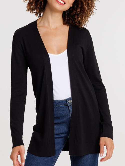 Gilet ouvert noir femme