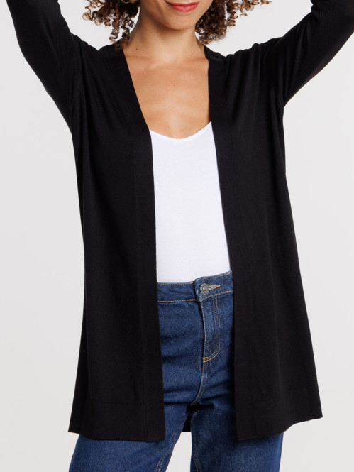 Gilet ouvert noir femme