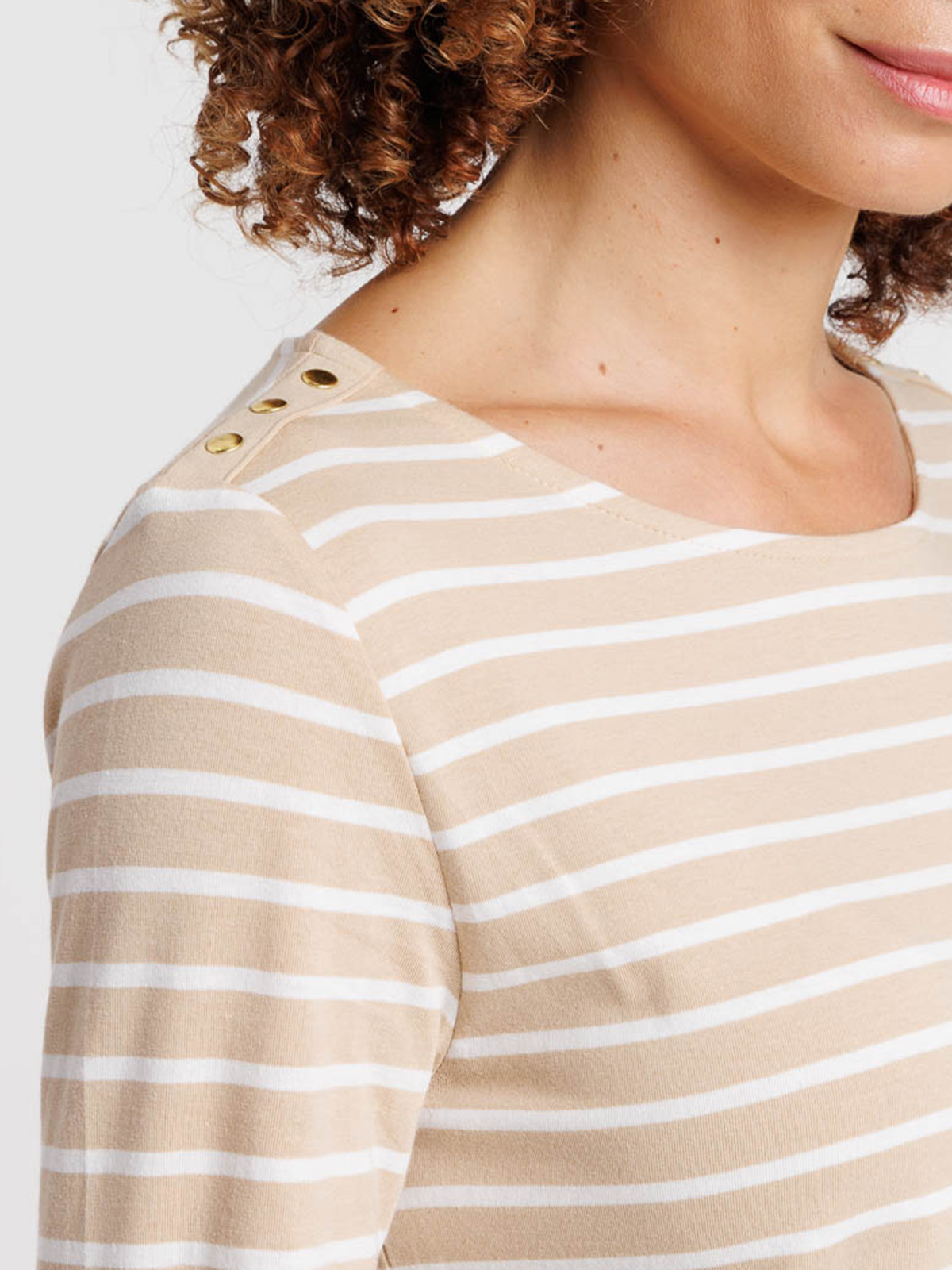 T-shirt beige rayé écru femme T-shirt beige rayé écru femme