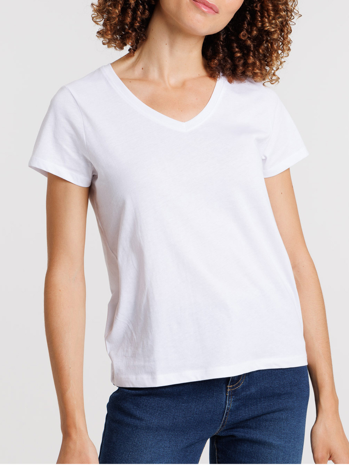 Tee-shirt blanc col V femme Tee-shirt blanc col V femme
