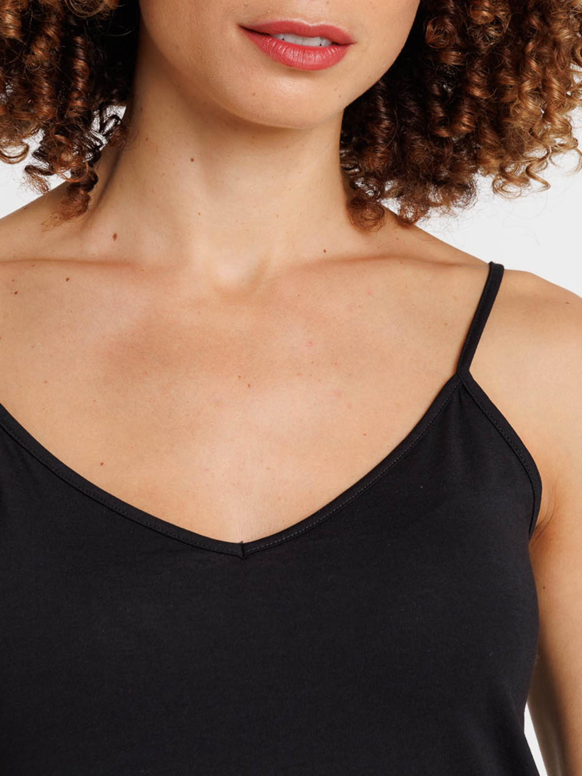 Débardeur col V noir femme