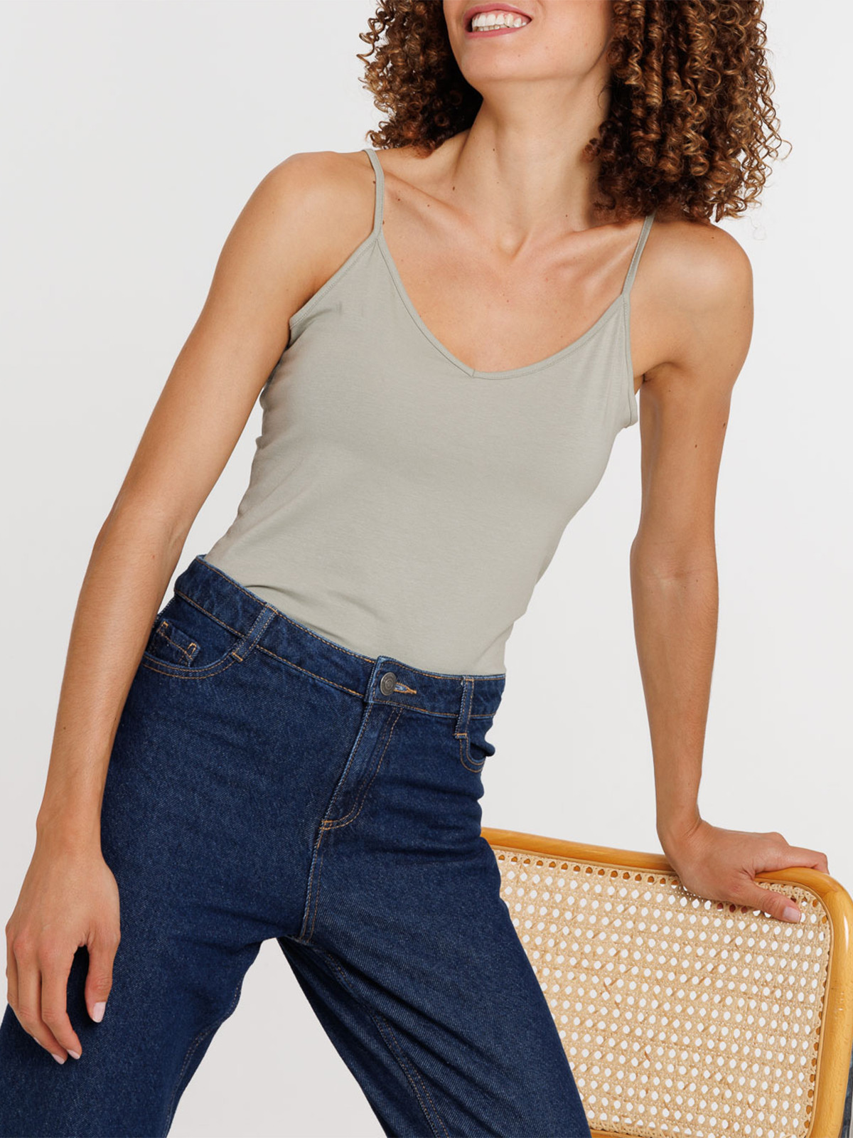 Débardeur col V mousse clair femme Débardeur col V mousse clair femme