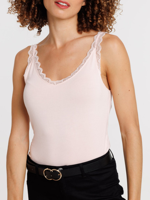 Débardeur dentelle col V femme